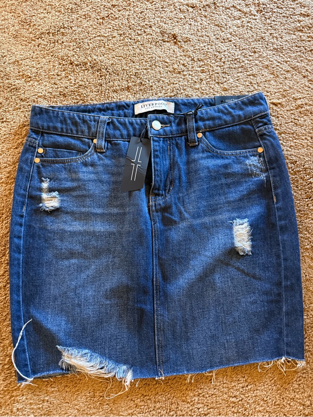 Blue Pre-ripped Denim Mini Skirt (Brand New)